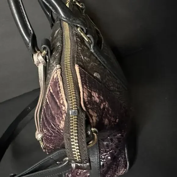 Brahmin Duxbury Croc Embossed Stachel Bag Purse Plum Brown Please READ details - Picture 10 of 12